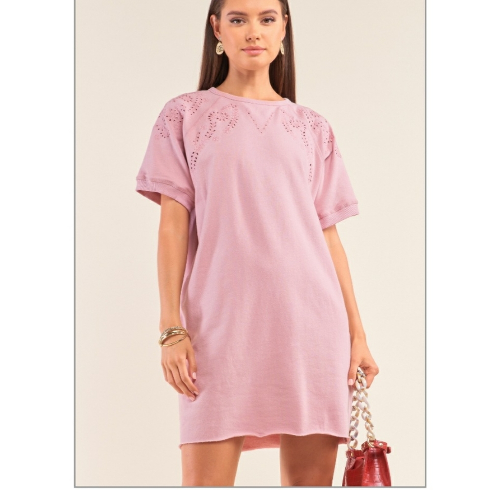 🏆2X HP🏆Pink Lemonade Eyelet Embroidery Dress